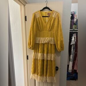 NWT JessaKae Mustard and Cream Long Sleeve Dress